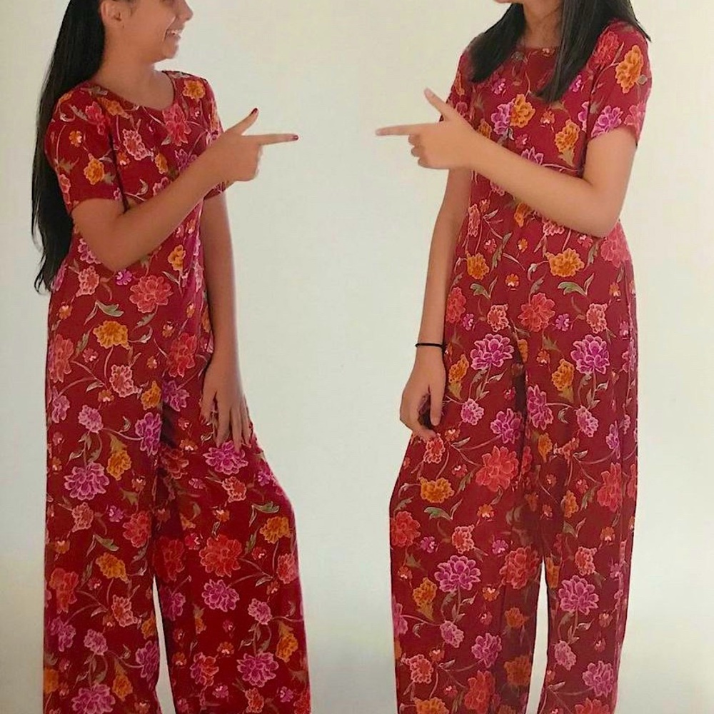 Floral Print Keyhole Back Short Sleeve Wide Leg Jumpsuit